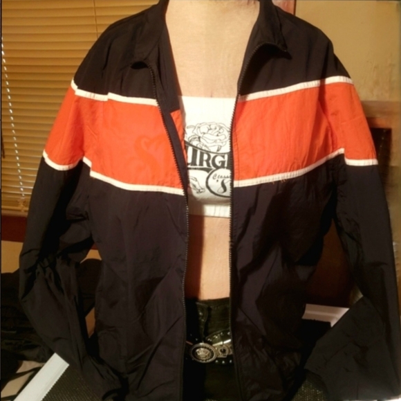 Vtg Biker Design orange blk  waterproof reflective riding windbreaker XXL unisex - Picture 1 of 17
